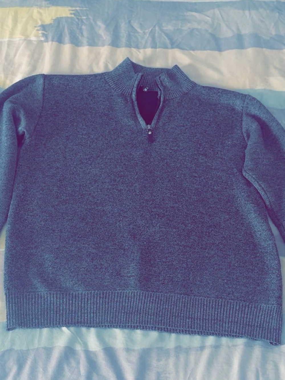 TRUE ROCK Men's Zip-Up Knit Sweater in Gray
